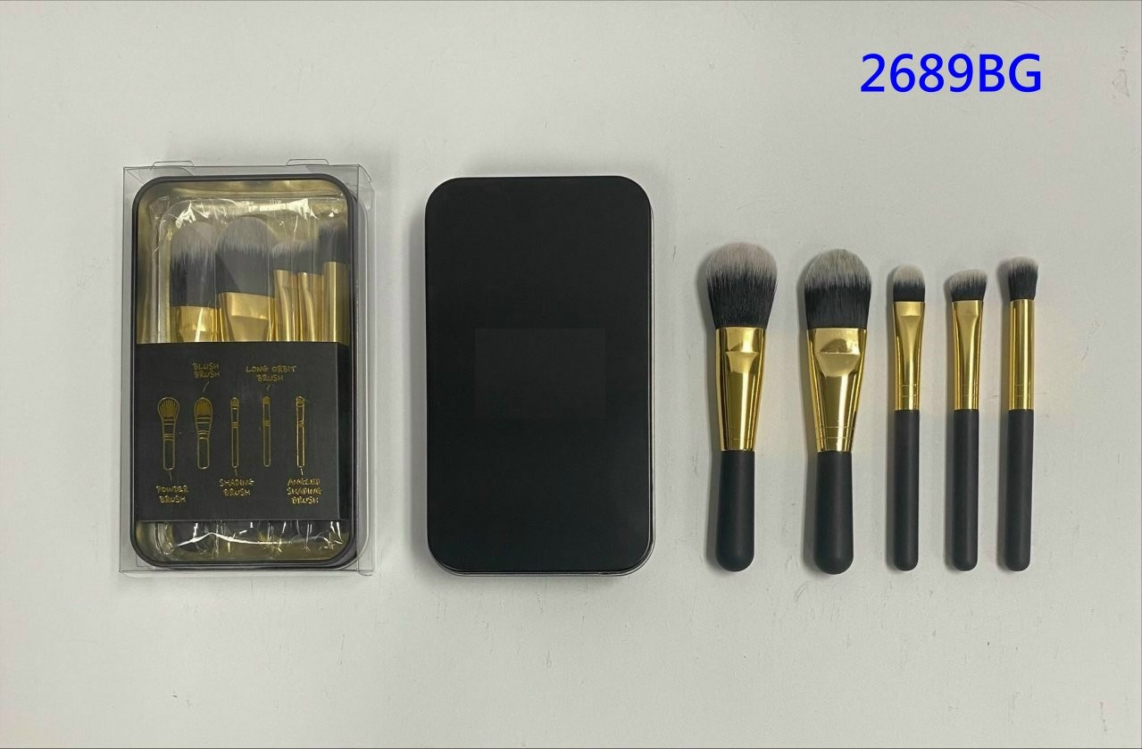 2689BG 5-pc make up brush w/ metal box