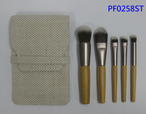 PF0258ST 5-pc Eco friendly make up brush set w/cosmetic bag