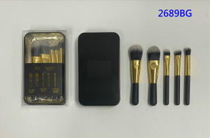2689BG 5-pc make up brush set w/ metal box