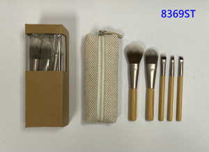 8369ST 5-pc Eco friendly make up brush set w/cosmetic bag